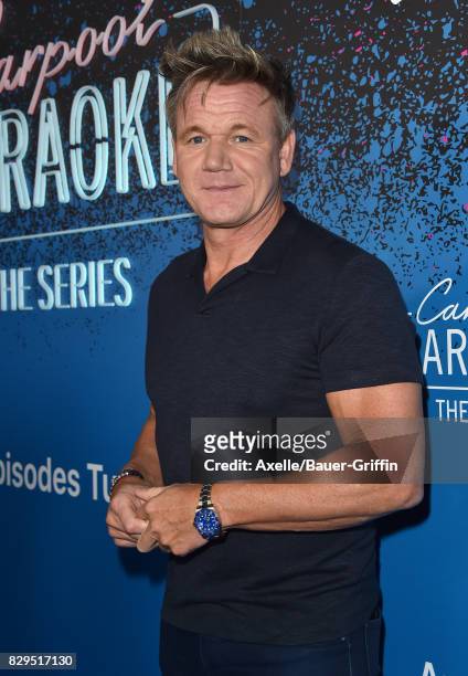Celebrity chef Gordon Ramsay arrives at 'Carpool Karaoke: The Series' On Apple Music Launch Party at Chateau Marmont on August 7, 2017 in Los...