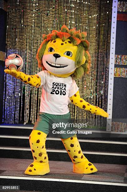 The FIFA 2010 World Cup official mascot 'Zakumi' is unveiled at the SABC Renaissance Studio on September 22, 2008 in Johannesburg, South Africa.