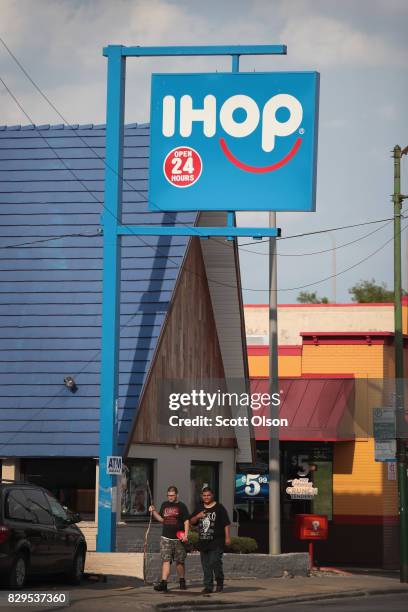 An IHOP restaurant serves customers on August 10, 2017 in Chicago, Illinois. DineEquity, the parent company of Applebee's and IHOP, plans to close up...