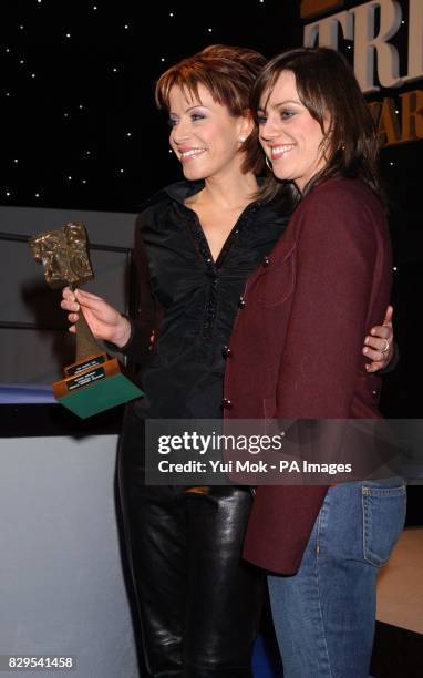 Natasha Kaplinsky and Jill Halfpenny with the TV Entertainment Programme Award for Strictly Come Dancing.