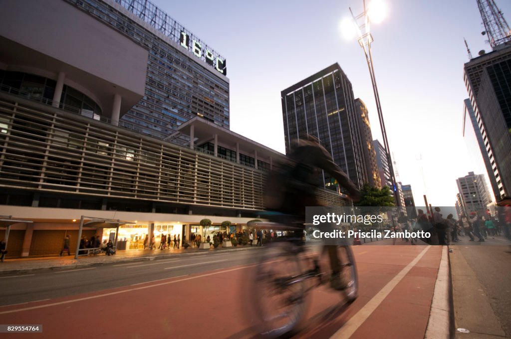 Bike path on Paulista Avenue