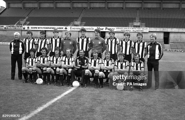 Second Division Newcastle United Football Club: Back row from left - Tommy Cavanagh, Steve Carney, Bruce Halliday, Chris Waddle, Steve Hardwick, Mick...