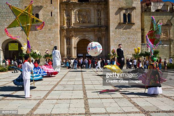 dancers at a wedding ceremony, oaxaca, oaxaca state, mexico - traditional ceremony stock pictures, royalty-free photos & images