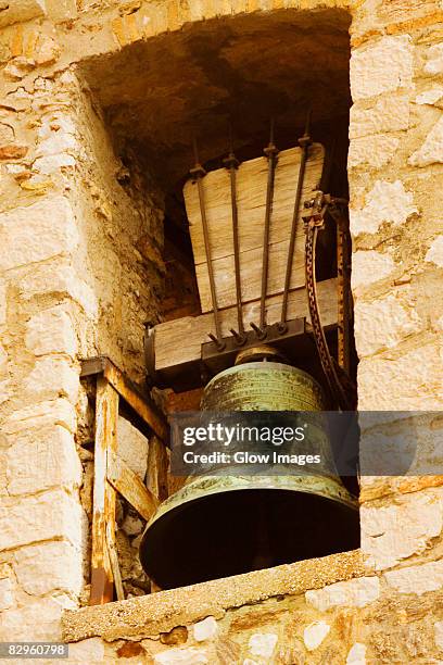 low angle view of a bell tower, musee de la castre, cote d'azur, cannes, provence-alpes-cote d'azur, france - cannes building stock pictures, royalty-free photos & images