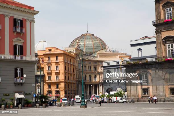 buildings at a town square, galleria umberto i, royal palace of turin, piazza del plebiscito, naples, naples province, campania, italy - palazzo reale stock pictures, royalty-free photos & images