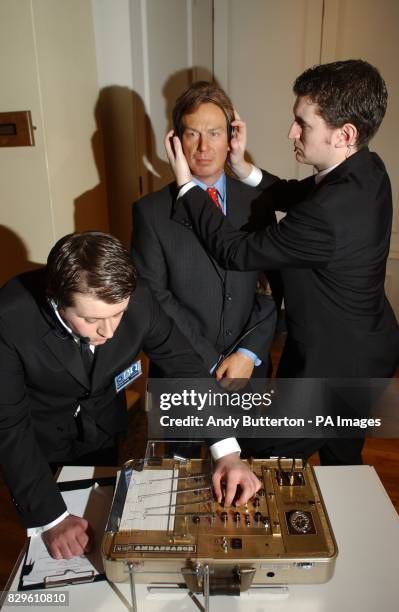 Exhibition actors Jefferson Turner and Daniel Clarkson give British Prime Minister Tony Blair's waxwork a lie detector test. Wannabe politicians will...