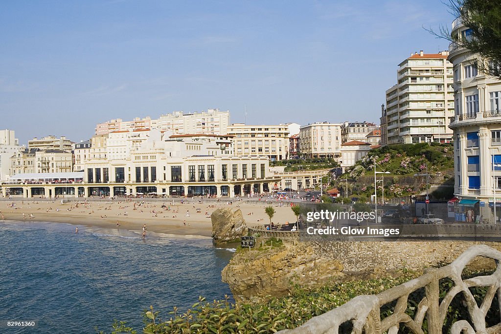 Buildings at the waterfront, Casino Municipal, Grande Plage, Biarritz, France