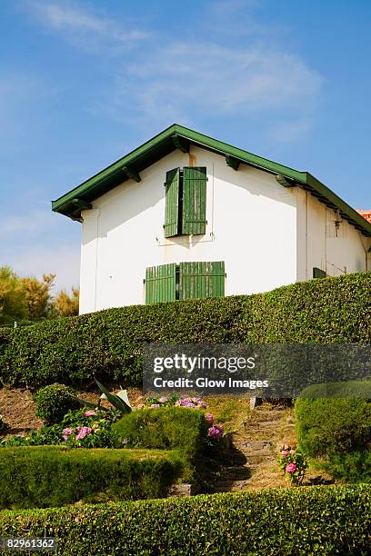 formal garden in front of a house, biarritz, basque country, pyrenees-atlantiques, aquitaine, france - french formal garden stock pictures, royalty-free photos & images