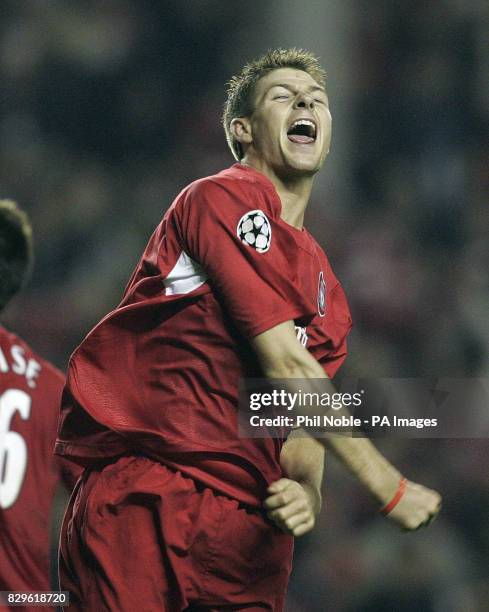 Liverpool's Steven Gerrard celebrates defeating Chelsea.