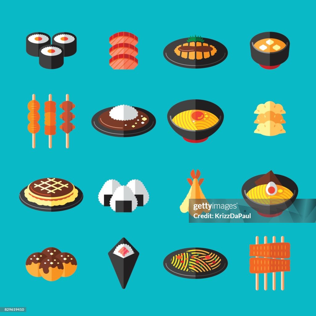 Japanese Food Flat Icons