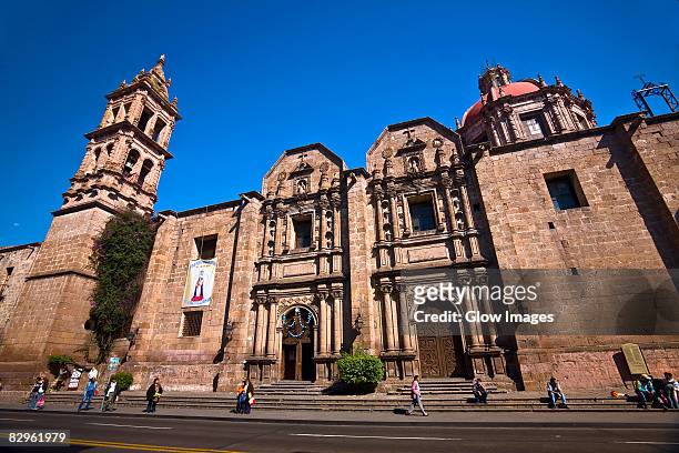 low angle view of a church, templo de las monjas, morelia, michoacan state, mexico - morélia imagens e fotografias de stock