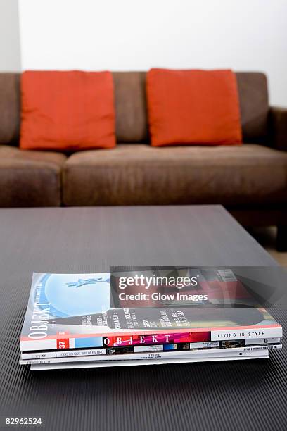 close-up of magazines on a table - magazines on table bildbanksfoton och bilder