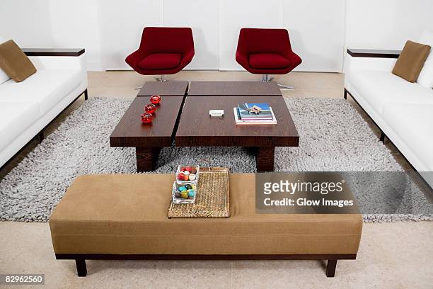 interiors of a living room - magazine table stock pictures, royalty-free photos & images