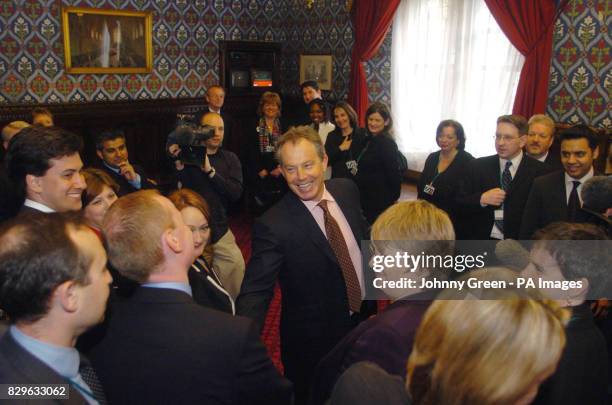 Britain's Prime Minister Tony Blair greets some of Labour's new MP's.