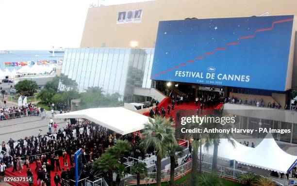 General view of the Palais des Festival during the premiere of Woody Allen's latest film.