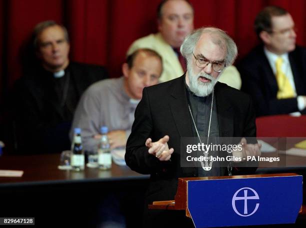 The Archbishop of Canterbury makes his speech to the Church of England General Synod at York University. Dr Rowan Williams received a standing...