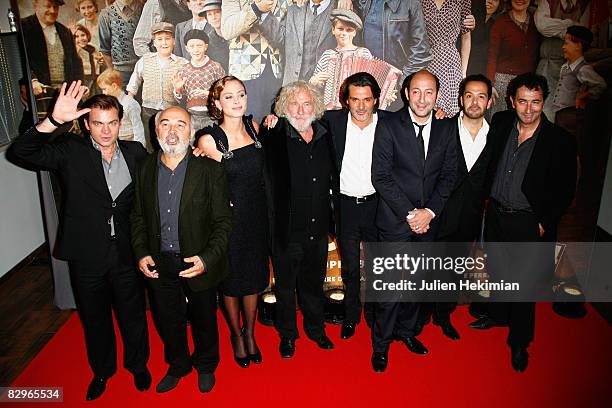Clovis Cornillac, Gerard Jugnot, Nora Arnezeder, Pierre Richard, Christophe Barratier, Kad Merad, unknown and Francois Morel arrive at the Faubourg...