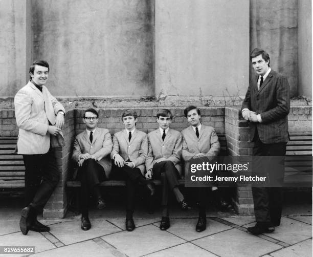 Group portrait of Zoot Money's Big Roll Band, including guitarist Andy Summers , London, 1964.