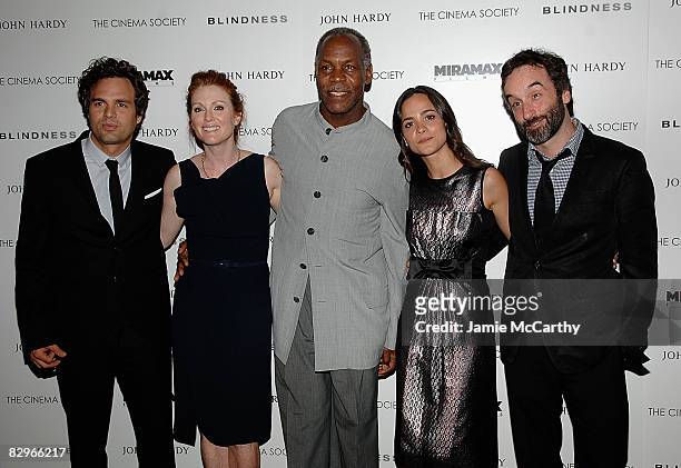 Mark Ruffalo, Julianne Moore,Danny Glover,Alice Braga and Don McKeller attend the Cinema Society screening of "Blindness" at the Chelsea Cinemas on...