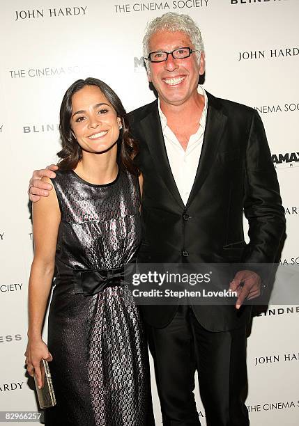 Actress Alice Braga and producer Niv Fichman attend the Cinema Society's screening of "Blindness" at the Chelsea Cinemas on September 22, 2008 in New...