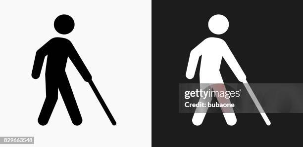 illustrations, cliparts, dessins animés et icônes de icône aveugle sur fond de vector noir et blanc - bonhomme blanc