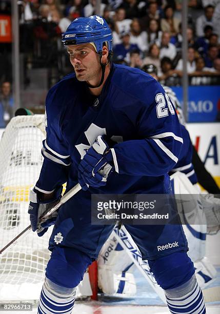 Mike Van Ryn of the Toronto Maple Leafs keeps his eye on the play against the Buffalo Sabres during a preseason NHL game at the Air Canada Centre...