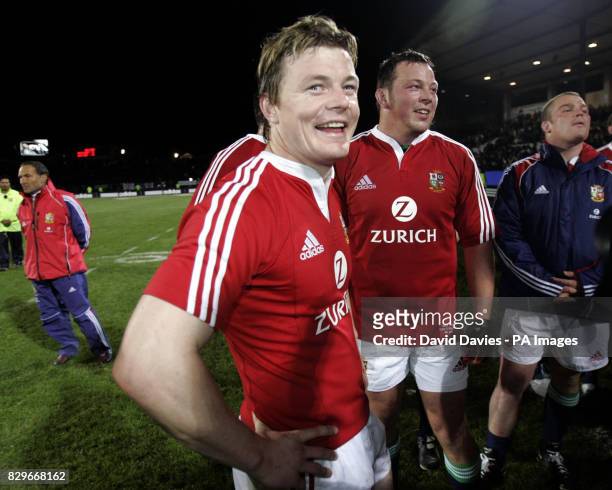 British and Irish Lions captain Brian O'Driscoll in good humour after their 34-20 victory.