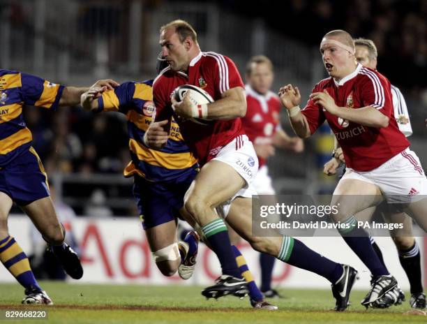 British and Irish Lions' Lawrence Dallaglio on the charge.