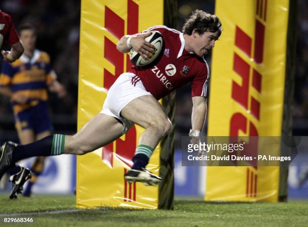 British and Irish Lion Gordon D'Arcy scores another try during their 34-20 victory.