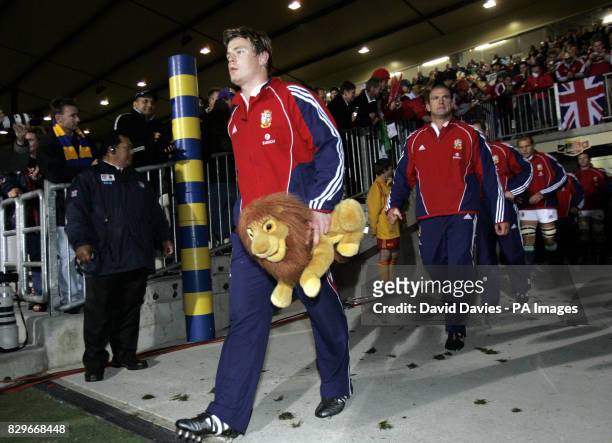 Brian O'Driscoll leads out the British & Irish Lions for the opening tour match against Bay of Plenty.