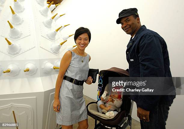 Curator Christine Y. Kim and husband, comedian David Alan Grier attend the House Of Campari presentation of Kara Tanaka's Dissolver At LAXART on...