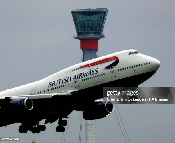 The new control tower at Heathrow airport, London, supported by an 85m-high, 4.6m diameter triangular steel mast anchored to the ground with three...