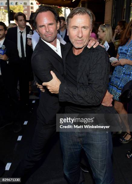 Actors Walton Goggins and Tim Roth attend Sundance NEXT FEST After Dark at The Theater at The Ace Hotel on August 10, 2017 in Los Angeles, California.