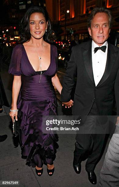 Actress Catherine Zeta-Jones and actor Michael Douglas at the Elie Wiesel Foundation for Humanity to Honor French President Nicolas Sarkozy event at...