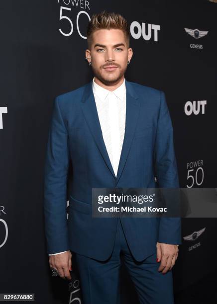 Singer/songwriter Adam Lambert attends OUT Magazine's OUT POWER 50 gala and award presentation presented by Genesis on August 10, 2017 in Los...