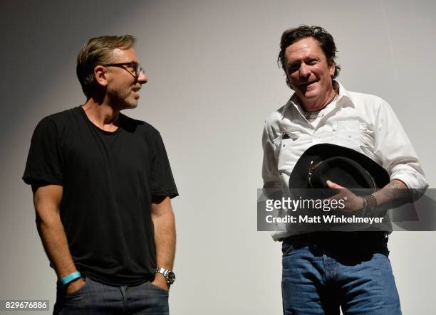 Actors Tim Roth and Michael Madsen onstage at Sundance NEXT FEST After Dark at The Theater at The Ace Hotel on August 10, 2017 in Los Angeles,...
