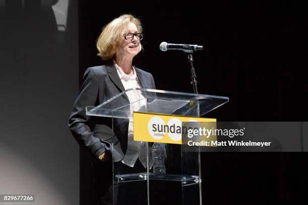 Michelle Satter, Director of the Feature Film Program at Sundance Institute speaks onstage at Sundance NEXT FEST After Dark at The Theater at The Ace...