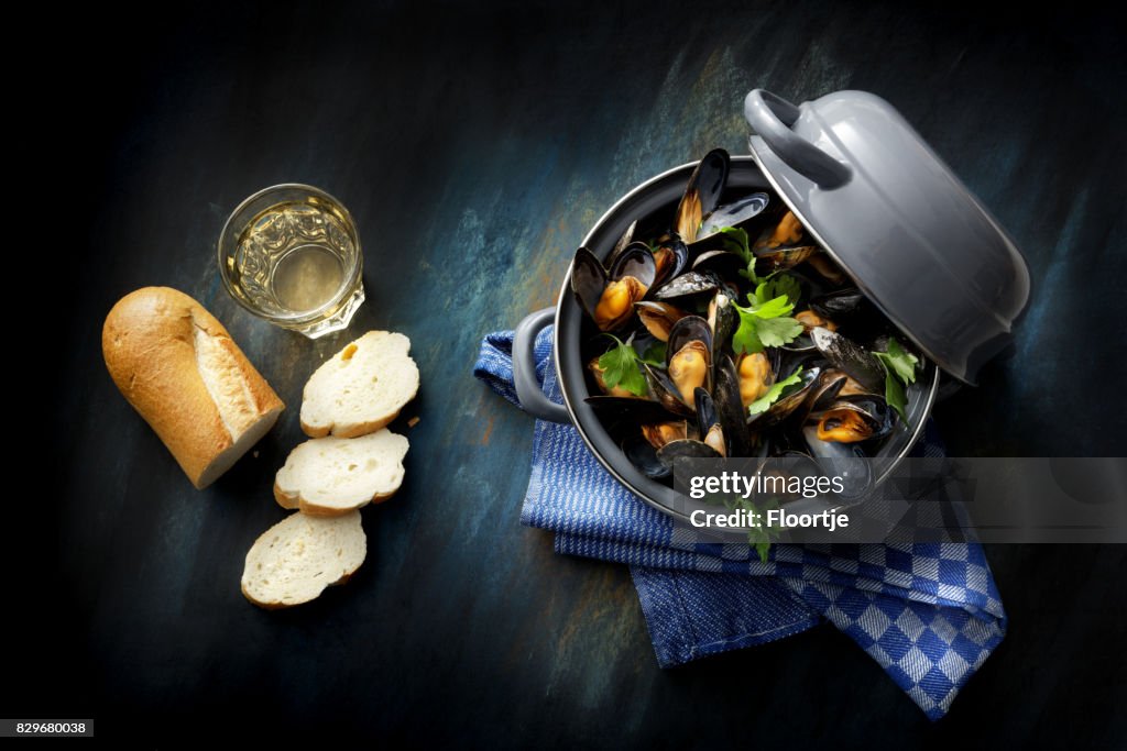 Seafood: Mussels Mariniere Still Life
