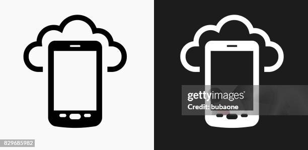 telephone cloud computing icon on black and white vector backgrounds - clouds black background stock illustrations