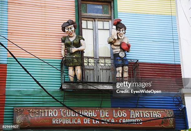 The typical view of La Boca district is seen on January, 13 2008 in Buenos Aires, Argentina. The Republic of Argentina is a former spanish colony and...