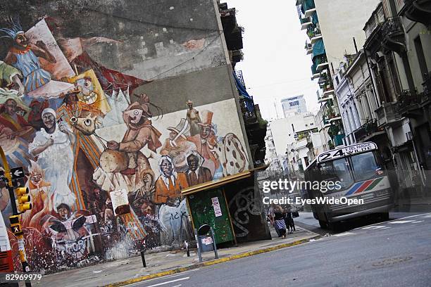 Public Bus is seen on January 13, 2008 in Buenos Aires, Argentina. The Republic of Argentina is a former spanish colony and the capital Buenos Aires...