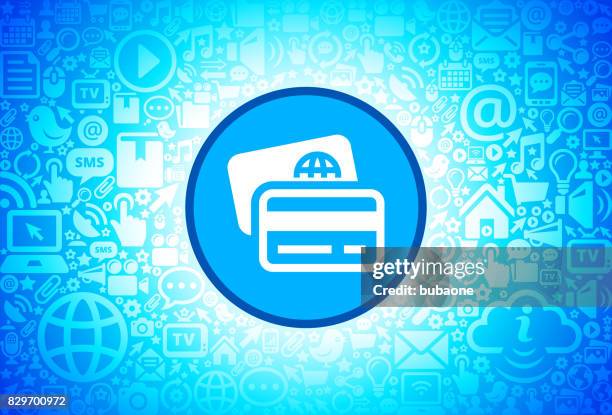 credit & debit cards icon on internet technology background - using debit card stock illustrations
