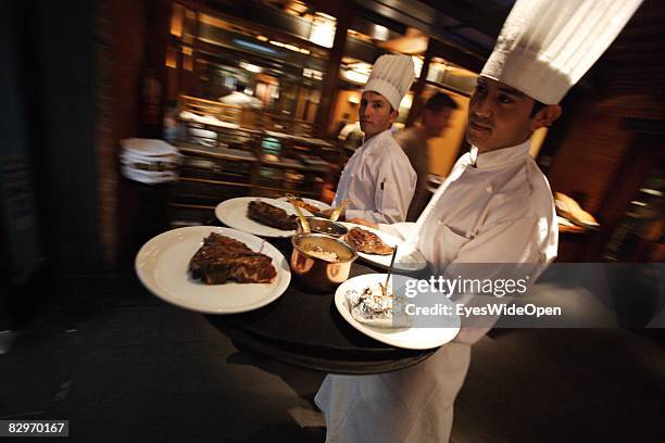 Steak restaurant 'Cabanas Las Lilas' on January 13, 2008 in Buenos Aires, Argentina. The Republic of Argentina is a former spanish colony and the...