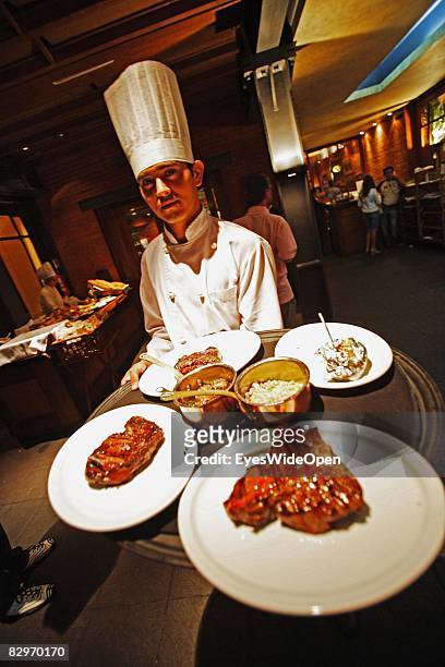 Steak restaurant 'Cabanas Las Lilas' on January 13, 2008 in Buenos Aires, Argentina. The Republic of Argentina is a former spanish colony and the...