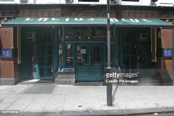 The Cactus Blue bar in London's Fulham Road, where James Hewitt, former lover of Diana, Princess of Wales, was arrested Wednesday night on suspicion...