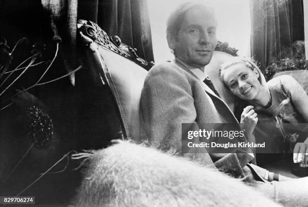 Jeanne Moreau and Pierre Cardin in Cuernavaca Mexico, 1965.