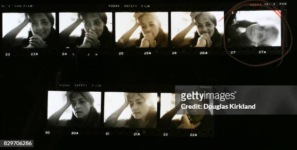 Contact sheet depicting French actress Jeanne Moreau in Cuernavaca Mexico, 1965.