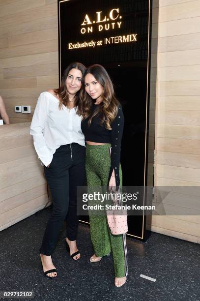 Andrea Lieberman and Marianna Hewitt attend INTERMIX x A.L.C "On Duty" Launch Dinner with Chrissy Teigen at Jon and Vinny's on August 10, 2017 in Los...