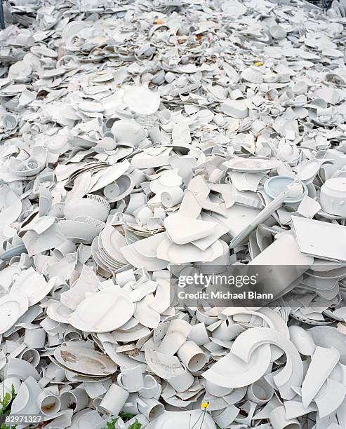 pile of broken crockery  - broken plate stock pictures, royalty-free photos & images