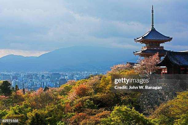 view of temple - kiyomizu dera temple stock-fotos und bilder